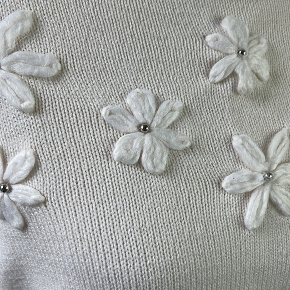 New York & Company boatneck sweater with flower detail - Picture 3 of 10